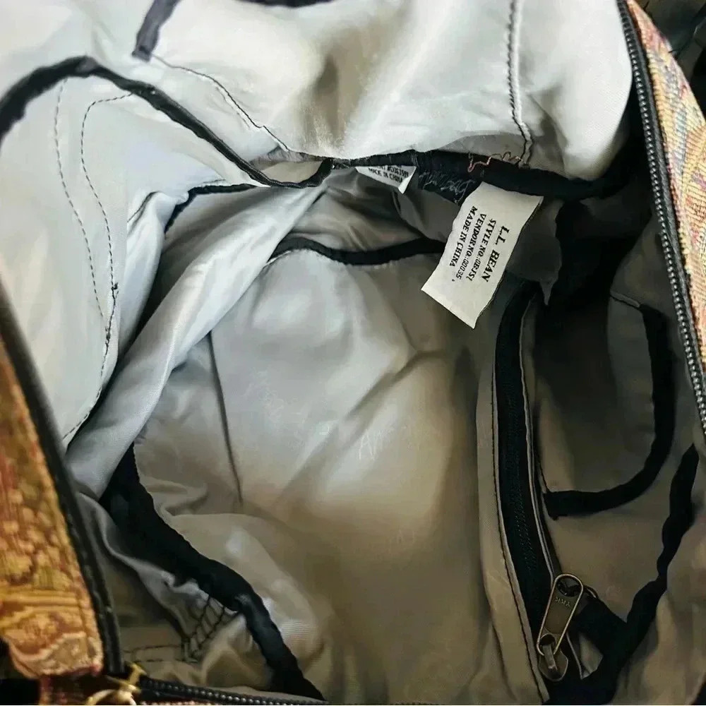 Vintage 90s L.L. Bean Ameribag Paisley Tapestry Sling Shoulder Bag Backpack - Picture 13 of 15